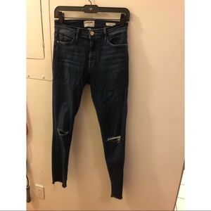 Frame denim ripped le high skinny jeans 27